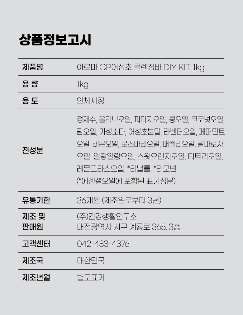 아로마 CP어성초 클렌징바 키트 상품정보고시