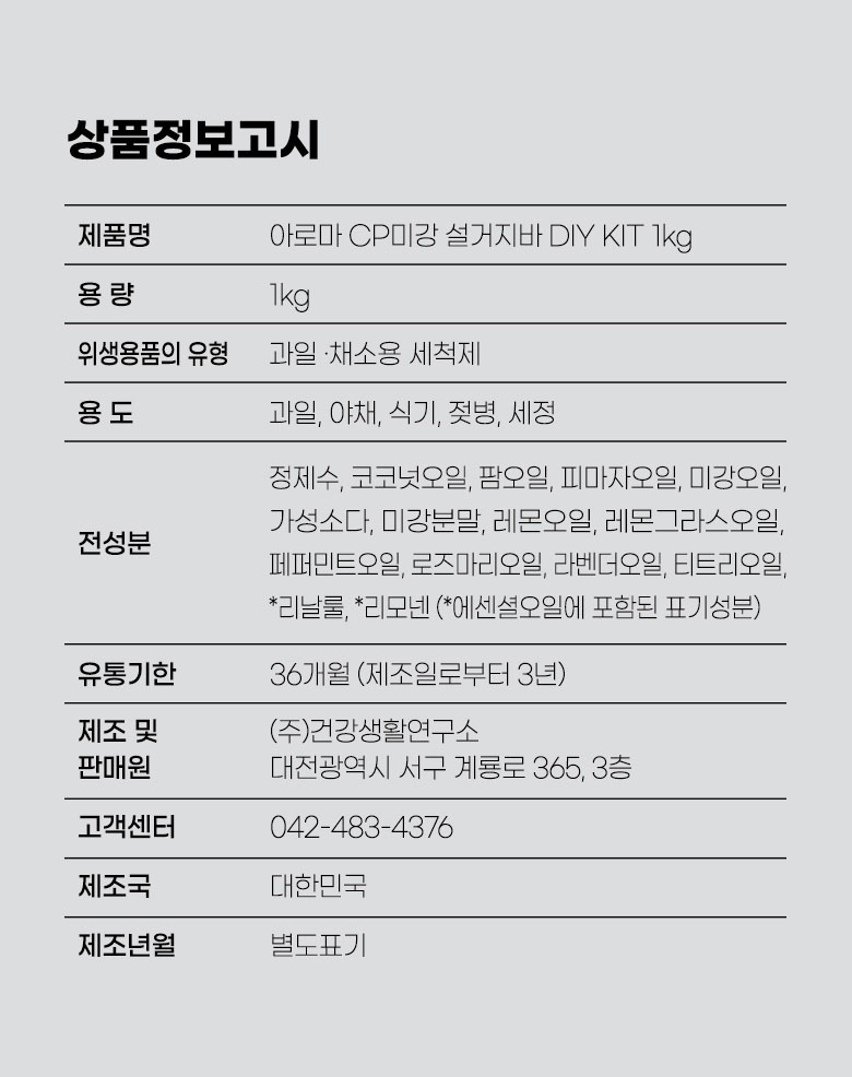 아로마 CP미강 키트 상품정보고시